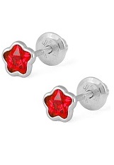beautiful small dark red silver cz baby birthstone earrings